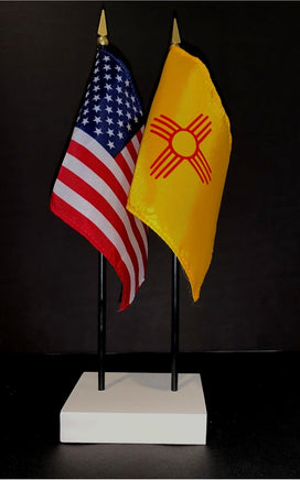 New Mexico and US Flag Desk Set