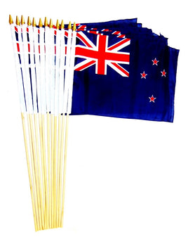 New Zealand Polyester Stick Flag - 12"x18" - 12 flags