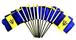 Barbados Polyester Miniature Flags - 12 Pack