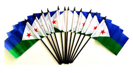 Djibouti Polyester Miniature Flags - 12 Pack