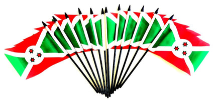 Burundi Polyester Miniature Flags - 12 Pack