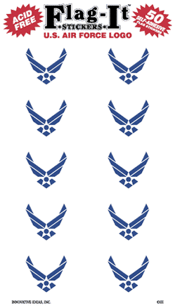 US Air Force Logo Flag Stickers - 50 per pack