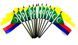 Comoros Miniature Polyester Flags - 12 Pack