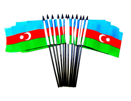 Azerbaijan Polyester Miniature Flags - 12 Pack