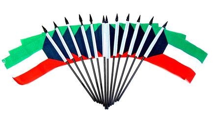 Kuwait Polyester Miniature Flags - 12 Pack