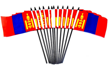 Mongolia Polyester Miniature Flags - 12 Pack