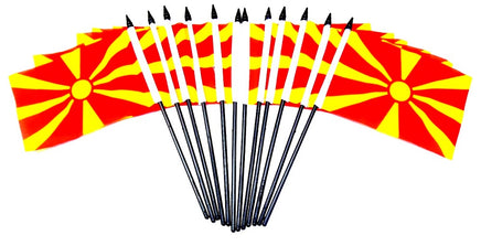 Macedonia Polyester Miniature Flags - 12 Pack