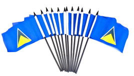 St. Lucia Polyester Miniature Flags - 12 Pack