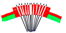 Oman Polyester Miniature Flags - 12 Pack