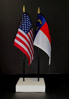 North Carolina and US Flag Desk Set
