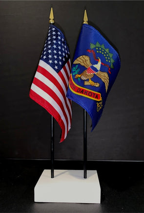 North Dakota and US Flag Desk Set