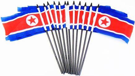 North Korea Polyester Miniature Flags - 12 Pack