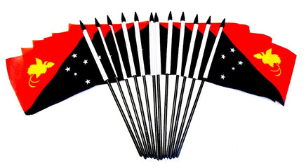 Papua New Guinea Polyester Miniature Flags - 12 Pack
