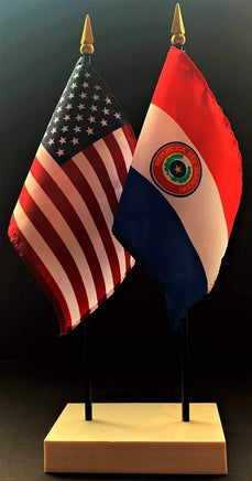 Paraguay and US Flag Desk Set