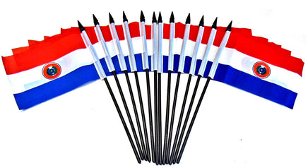 Paraguay Polyester Miniature Flags - 12 Pack