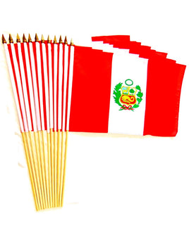Peru Polyester Stick Flag - 12"x18" - 12 flags