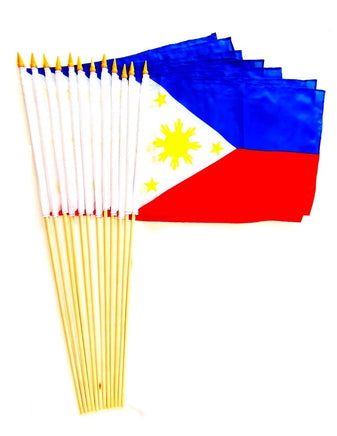 Philippines Polyester Stick Flag - 12"x18" - 12 flags
