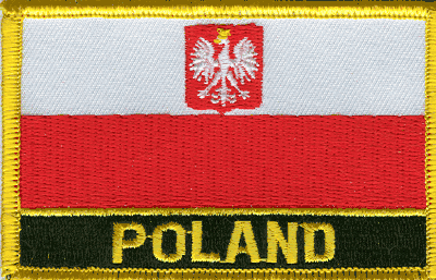 Poland (with Eagle) Flag Patch - With Name