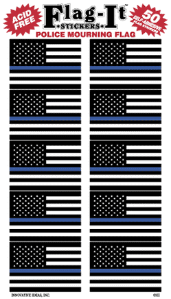 Police Mourning Flag Stickers - 50 stickers per pack
