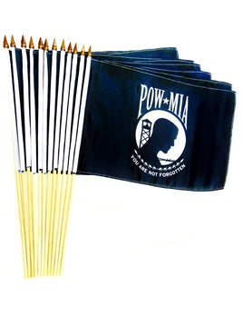 POW MIA Polyester Stick Flag - 12"x18"