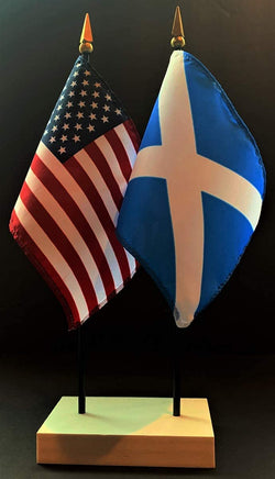 Scotland Cross and US Flag Desk Set