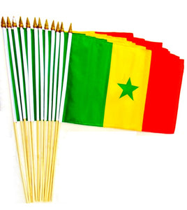 Senegal Polyester Stick Flag - 12"x18" - 12 flags
