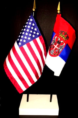 Serbia and US Flag Desk Set