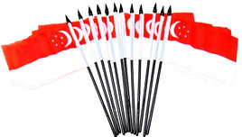 Singapore Polyester Miniature Flags - 12 Pack