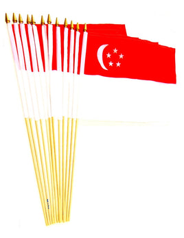 Singapore Polyester Stick Flag - 12"x18" - 12 flags