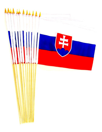 Slovakia Polyester Stick Flag - 12"x18" - 12 flags