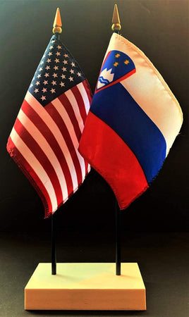 Slovenia and US Flag Desk Set