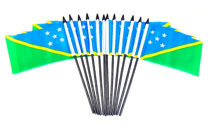 Solomon Islands Polyester Miniature Flags - 12 Pack