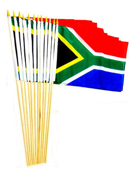 South Africa Polyester Stick Flag - 12"x18" - 12 flags