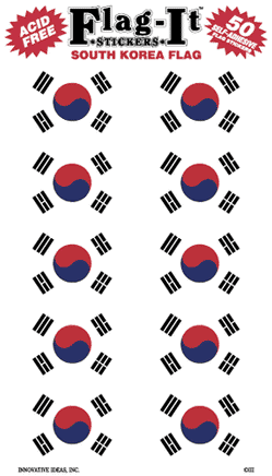 South Korea Flag Stickers - 50 per pack