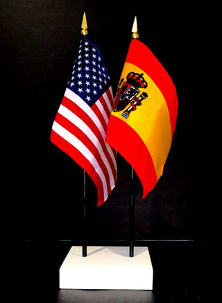Spain and US Flag Desk Set
