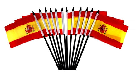 Spain Polyester Miniature Flags - 12 Pack