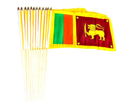 Sri Lanka Polyester Stick Flag - 12"x18" -12 flags