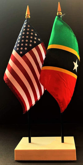 St. Kitts and US Flag Desk Set