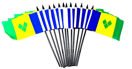 St. Vincent & Grenadines Polyester Miniature Flags - 12 Pack