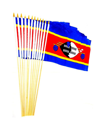Swaziland Polyester Stick Flag - 12"x18" - 12 flags