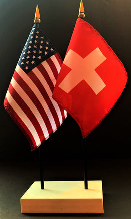 Switzerland and US Flag Desk Set