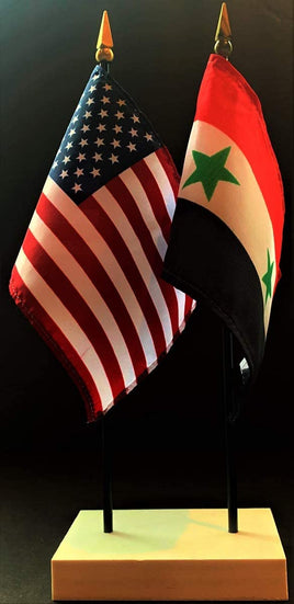 Syria and US Flag Desk Set