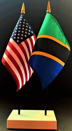 Tanzania and US Flag Desk Set
