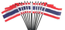 Thailand Polyester Miniature Flags - 12 Pack