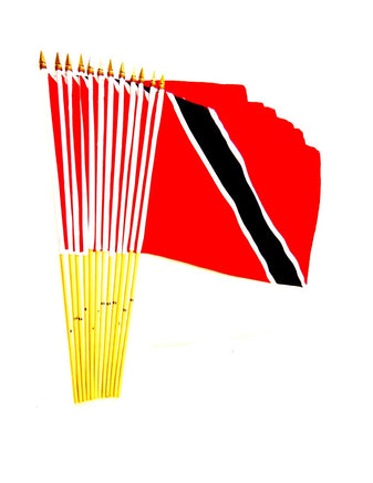 Trinidad & Tobago Polyester Stick Flag - 12"x18" - 12 flags