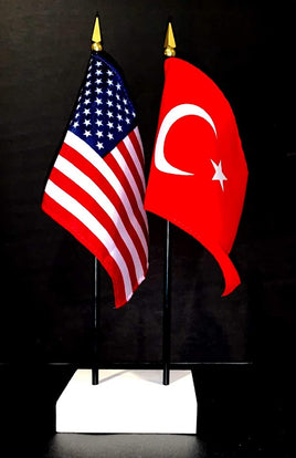Turkey and US Flag Desk Set