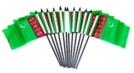 Turkmenistan Polyester Miniature Flags - 12 Pack