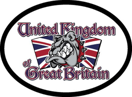 United Kingdom Bulldog Oval Decal With Motto