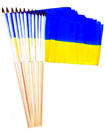 Ukraine Polyester Stick Flag - 12"x18" - 12 flags