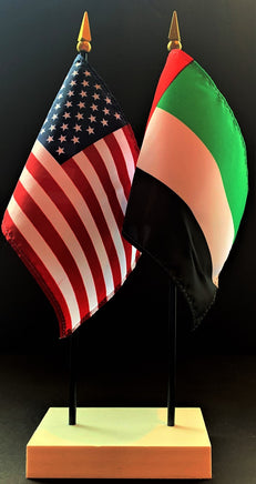 United Arab Emirates and US Flag Desk Set